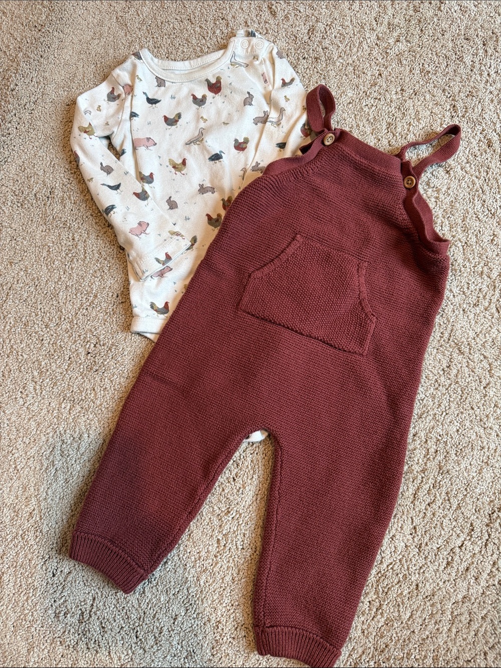 Knit Toddler Overalls in Deep Rust - Adjustable Strap Overalls and onesie